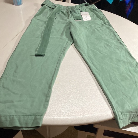 ZARA PAPERBACK PANTS WITH CONTRASTING BELT GREEN Sz L - Picture 14 of 16
